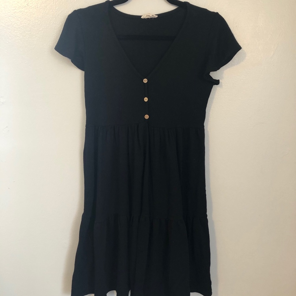 Black Button Flowy Dress